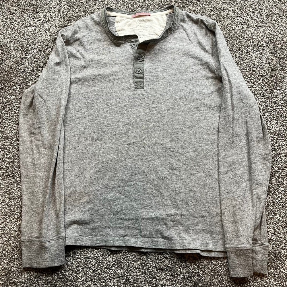 Apolis Global Citizen Henley Shirt Mens M Long Sleeve Cotton Viscose Casual